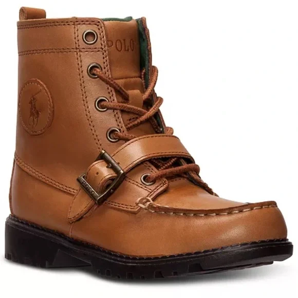 NWOB Polo Ralph Lauren Tan Burnished Leather Lace-Up Ranger Hi II Boot Size 11 - Picture 1 of 10